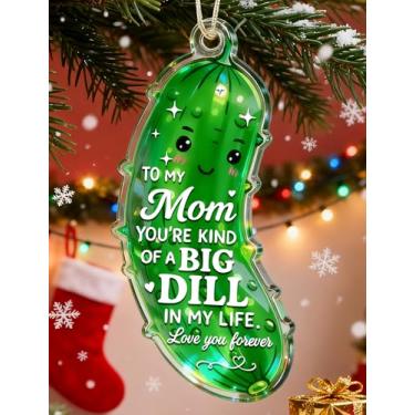 Imagem de MAMAGIFTREE Presentes engraçados para mãe, enfeite de pickle, You're a Big Dill Presente de aniversário de Natal para mãe da filha e filho, lembrança de decoração de árvore de Natal de vidro de 13 cm