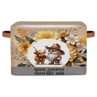 Imagem de Cesta de armazenamento pequena, vaca Highland, anã fofa, com alças para crianças, meninos, meninas, caixas de armazenamento de tecido dobráveis para berçário, sala de estar, quarto, prateleiras