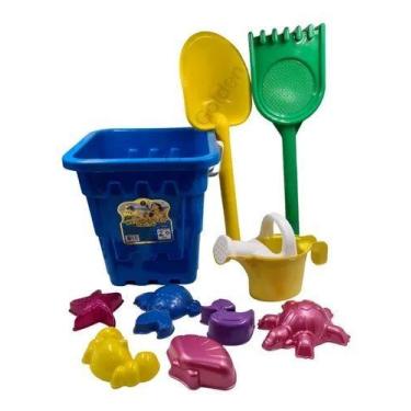 Imagem de Balde De Praia De Areia E Piscina Castelo Extra Grande - Corpo Dourado