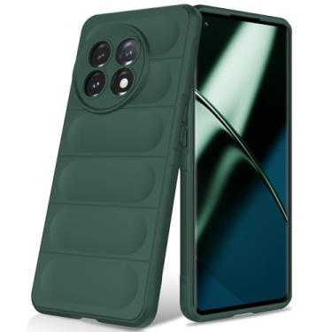 Imagem de BonYonka Capa de silicone para OnePlus 11, forro de microfibra antiarranhões, capa à prova de choque com proteção para câmera, verde