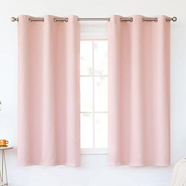 Imagem de KEQIAOSUOCAI Cortinas rosa bebê 153 cm para quarto de meninas - Cortinas de janela com ilhós para escurecimento de quarto de crianças com isolamento térmico, 2 painéis, rosa, 96 x 163 centímetros de