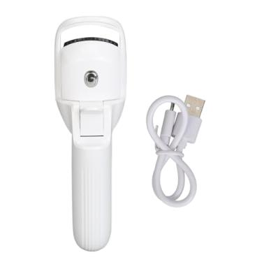 Imagem de Modelador de cílios aquecido, elétrico, recarregável, 3 modos de aquecimento, design curvo de longa duração para mulheres, meninas, silicone ABS, 5,6 x 1,7 x 1,7 pol. (Branca)