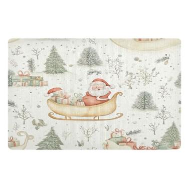 Imagem de SEHANY Tapete de porta de inverno Papai Noel Natal para todos os climas, impermeável, secagem rápida, bem-vindo, tapete de entrada antiderrapante, tapete decorativo de poliéster para entrada, varanda