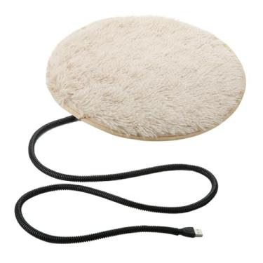 Imagem de Fenteer Tapete térmico para gatos, cama aconchegante, cobertor elétrico para hamsters, filhotes e coelhos, Bege