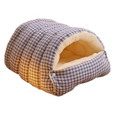 Imagem de Whtkoph Caverna para animais de estimação, cama versátil, lavável, prática e confortável para gatos. Ideal para presentear ou para abrigar seu gato, Blue White L