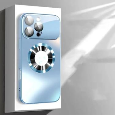 Imagem de Capa fosca metálica em titânio para iPhone 17 Air 16 15 14 Plus 13 12 11 17 Pro Max com lente de vidro e proteção para a câmera (para iPhone 17 Pro/Azul Sierra)