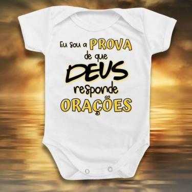 Imagem de Body Bebê Sou Prova Que Deus Responde Orações Menino Menina - Borizinh