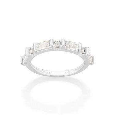 Imagem de Meia aliança de prata maciça 925 BRANCO 810339 Rommanel, Branco, 18