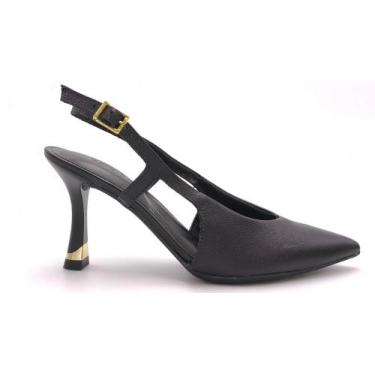 Imagem de Sapato Feminino Scarpin Slingback Usaflex An16004, Preto, 38