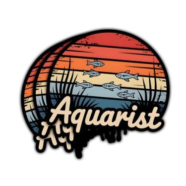 Imagem de 3 adesivos de peixe retrô aquarista, decalques de vinil vintage para amantes de aquário para laptop, garrafa de água, caderno, scrapbook, para-choque de carro, presente para guardiões de peixes, fãs