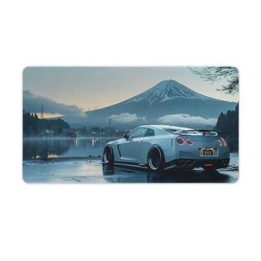 Imagem de HouLaiZhe Tapetes de mouse brancos JDM Car R35, Mount Fuji, Lake Surface Gaming Mouse Pads JDM Car Desk Pads grandes para teclado de mesa, computador, Mat, 40 x 75 cm