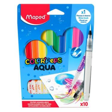 Imagem de Caneta Hidrográfica Color-peps Aquarelável 10 Cores - Maped