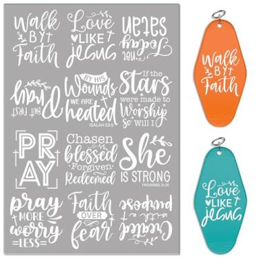 Imagem de DORSBABY Adesivos UV DTF - 24 folhas de citações cristãs adesivos de transferência a frio para chaveiros de motel. Papel de transferência à prova d'água, esfregar em transferências à prova d'água
