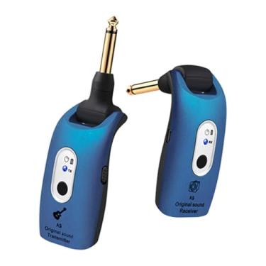 Imagem de Colaxi Transmissor e receptor para guitarra elétrica, compacto sem fios, com plugue giratório de 270 graus para sinal de áudio e membros da banda, Azul