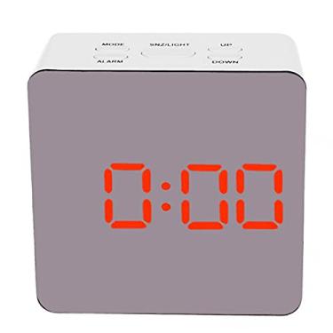 Imagem de Relógio de Alarme LED Multifuncional com Espelho Termômetro Luz Noturna Display Digital Parede Lâmpada para Uso Diário