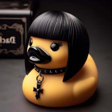 Imagem de edenfuax punk pato gótico resina pato – kits de garagem, presentes góticos exclusivos e colecionáveis, ornamento de borracha de vinil novidade estatueta de pato escuro para decoração de Halloween