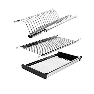 Imagem de Rack de Secagem Pratos Plegável Aço Inoxidável 2 Andares Moderno para Armazenamento e Organização Tigelas Copos Armário