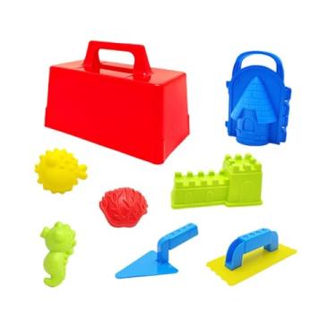 Imagem de menolana Kit de construção de castelo de areia com 8 peças para crianças, incluindo blocos para montar forte de areia, ideal para brincar na praia. Ferramentas