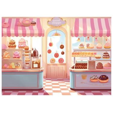 Imagem de 2,8 x 1,8 m MAQTT linda menina sobremesa tema foto pano de fundo colorido donut sorvete bolo fotografia fundo chá de bebê recém-nascido festa banner material de estúdio fotográfico