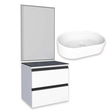 Imagem de Conjunto Para Banheiro Aço Gabinete Gaia 60 Com Espelho e Cuba Nimbus Cozimax Branco