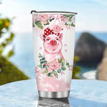 Imagem de Copos de café de viagem isolados caneca copo garrafa de água presentes para Natal, aniversário, dia das crianças, presente de aniversário 590 ml, aço inoxidável, gelado, quente e frio, alça masculina