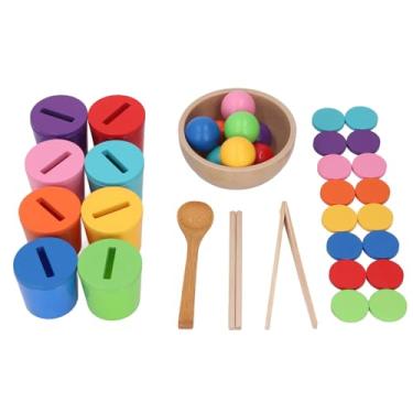 Imagem de Ainoli copo de classificação de cores de madeira, 8 cores, brinquedo educativo, copo de classificação de cores para jardim de infância, jogo de mesa