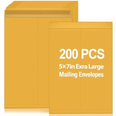 Imagem de Motipuns Pacote com 200 envelopes autoadesivos de segurança para catálogo, 12 x 17 cm, envelopes pequenos de Manila para correspondência, armazenamento e organização