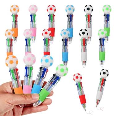 Imagem de Zhirlyn Canetas de futebol mini caneta multicolorida em uma 4 em 1 canetas kawaii divertidas em massa canetas esferográficas legais para lembrancinhas de festa de aniversário, materiais para