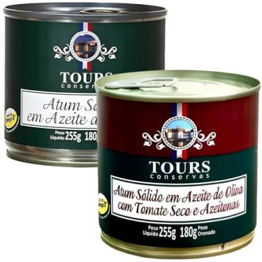 Imagem de 1 Un. Atum Sólido Tours em Lata I 1 Un. Azeite de Oliva e Azeite de Oliva com Tomate Seco e Azeitonas I 255g I Rico em Ômega 3