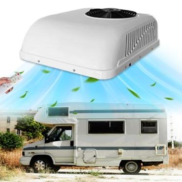 Imagem de Ar condicionado de teto CA de 12 V para trailer 9000 BTU, unidade A/C de telhado 12 volts DC RV ar condicionado, unidade CA silenciosa, refrigeração de alta eficiência para caminhão baú, trailer