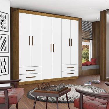 Imagem de Guarda Roupa Casal Lu 6 Portas 4 Gavetas Carioca Móveis Cinamomo Branco