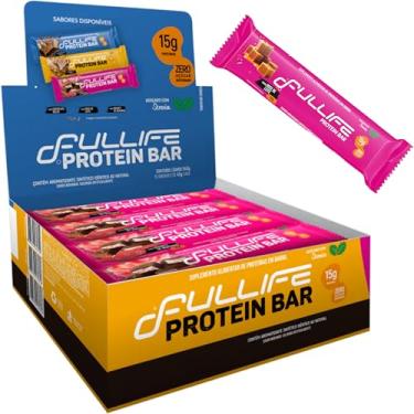 Imagem de Fullife Nutrition, Kit com 12 barras de proteína, Protein bar, 15g de proteína, Sabor Doce de Leite, Sem açúcar, 12 barras de 45 gramas