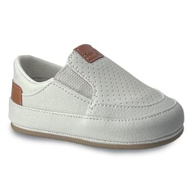 Imagem de Sapatinho Social Bebê Menino Off White com Detalhes Marrom, Estilo Casual para Festa, Casamento e Batizado (Off White, BR, Bebê, Numérico, 17)