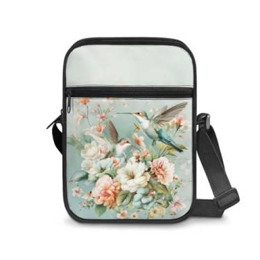 Imagem de CLOHOMIN Bolsa mensageiro para mulheres pequena bolsa tiracolo masculina bolsa tiracolo para chave óculos organizadores de cartões de crédito presentes de férias, Flores beija-flor