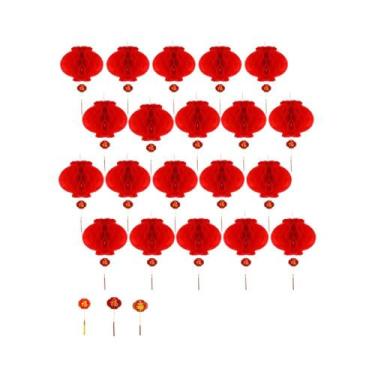 Imagem de Lanternas De Papel Vermelhas Chinesas 20pcs Lanternas Redondas Pendent