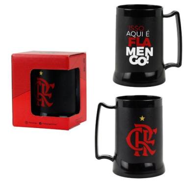 Imagem de Caneca Preta Gel Isolante Térmico Isso Aqui É Flamengo 400ml - Mileno