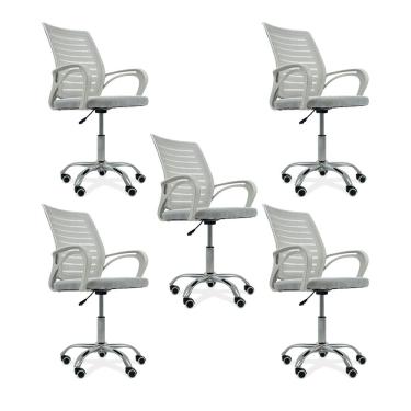 Imagem de Kit 5 Cadeiras de Escritório Diretor Roma Oficial Branco