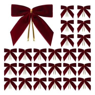 Imagem de KiBcsLic Conjunto de 24 Laços de Natal para Enfeite de Guirlanda, Laços Multiuso Decorativos para Carro, Sala de Estar e Janelas, Vermelho