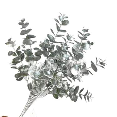 Imagem de Flor Artificial Árvore Natal Decoração Vaso Presente Dourado Planta Folhagem(2,Prata)