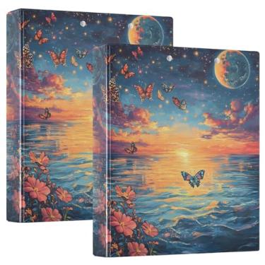 Imagem de Pasta organizadora colorida de borboletas oceânicas com prancheta, material escolar universitário