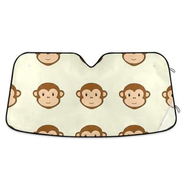 Imagem de Brincalhão Macaco Faces Bege Bonito Personalizado Sombra de Sol para Para-brisa de Carro Retrátil Dobrável Auto Para-brisa Frontal Estampa Animal L, 144,8 cm x 80 cm