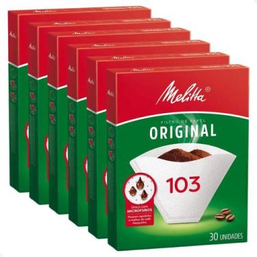Imagem de Kit 6 Filtro de Café Melitta Original 103 com 30Unidades. Sucesso Gara
