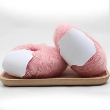 Imagem de Bolas de fio fino misto – acrílico macio e fio de lã para cachecóis, suéteres e projetos de artesanato à mão (rosa)