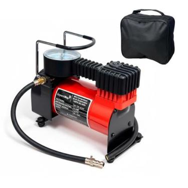 Imagem de Mini Compressor de Ar Vermelho Automotivo 12V 150PSI 35L min c Selante