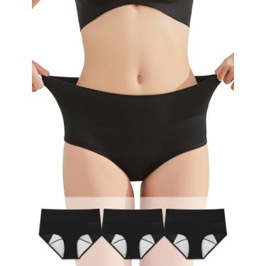 Imagem de TELEWEE Cueca feminina lavável de algodão para incontinência urinária, calcinha à prova de vazamento, de fluxo pesado, P-5GG, pacote com 3