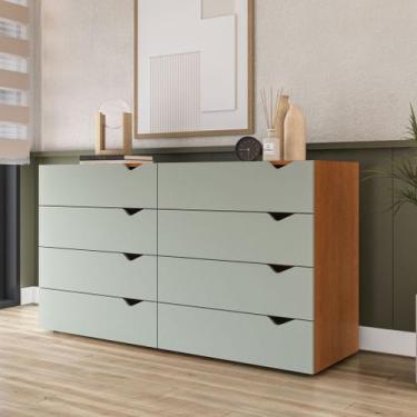 Imagem de Cômoda 8 Gavetas Freijó e Verde Porto Politorno