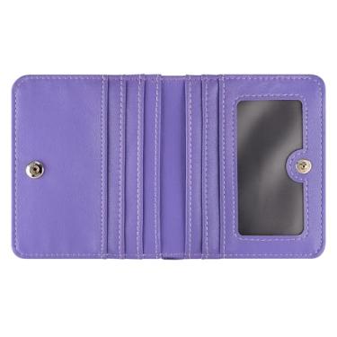Imagem de Carteira feminina com bloqueio de RFID, pequena, compacta, dobrável, luxuosa, com bolso para identidade, Roxa, Tendência