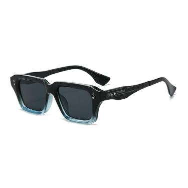 Imagem de Óculos de Sol UV400 - Cores Vibrantes, Rebites, Lentes Transparentes, Armação para Esportes Masculinos e Femininos, Ideal para Corrida, Ciclismo e Atividades ao Ar Livre, nas Cores Preto e Azul.