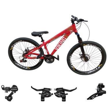 Imagem de Bicicleta 26 VikingX T25 24v Cambios e Trocador Shimano Pneu Aro 26 Balão Preto-Unissex