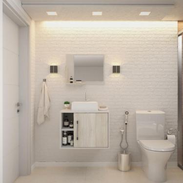 Imagem de Conjunto Balcão C-cuba Q32 E Espelheira Soft 600 Branco Chess C-preto ônix Branco Chess C-snow